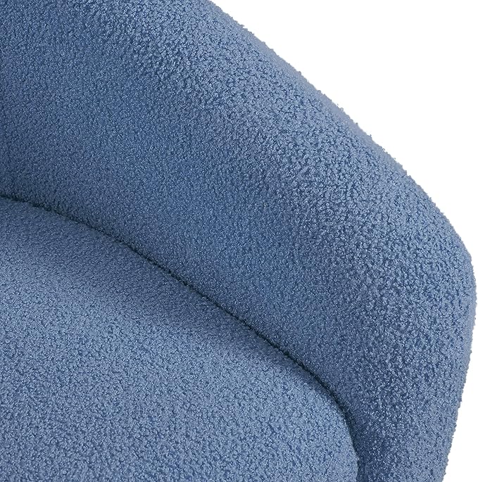 Yaheetech Accent Barrel Chair, Boucle Fabric Club Chair, Furry Sherpa Elegant Armchair with Cozy Soft Padded, Suitable for Living Room Bedroom Reception Room Office, Blue